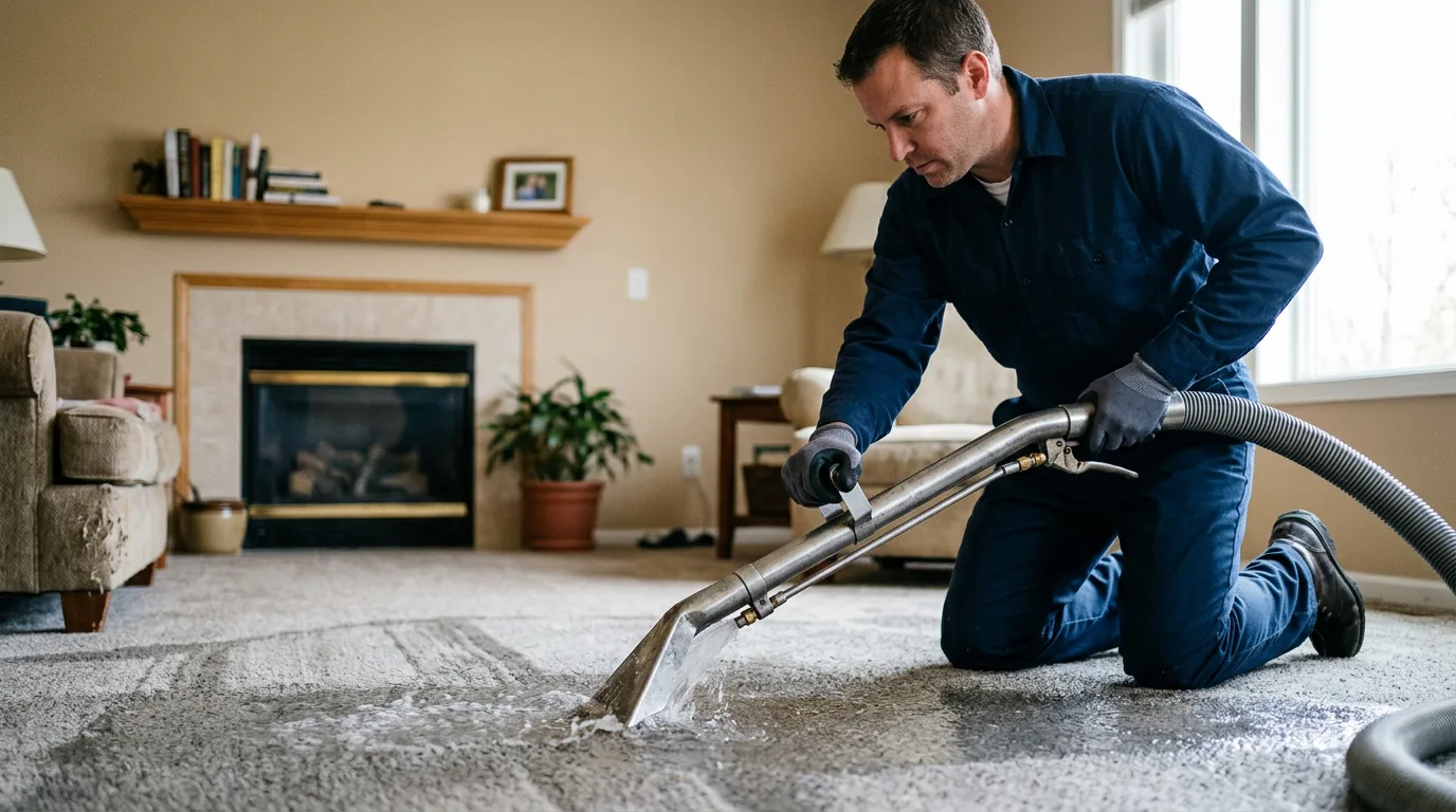 Water damage restoration technician working near Doole, TX